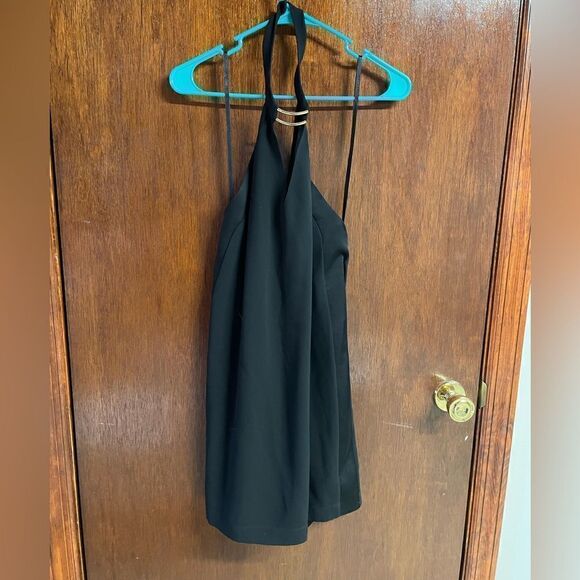 NWT BCBG Max Azaria Kiley Black Tuxedo Stripe Halter Mini Dress Size Small - Picture 3 of 10